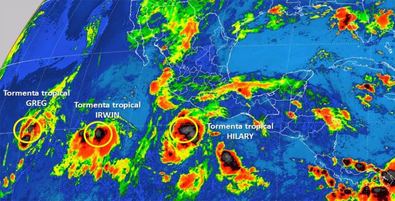 Se forman tormentas tropicales Irwin e Hillary en el Pacifico