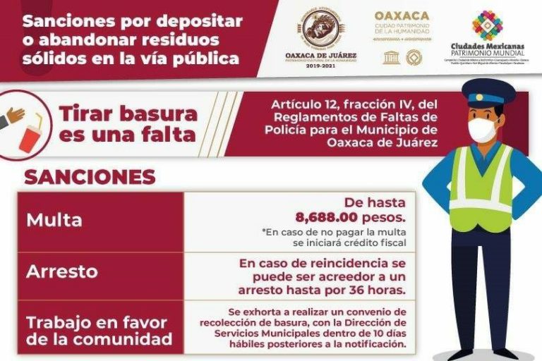 Sancionarán a quien tire basura en la calle en Oaxaca de Juárez - Quadratín
