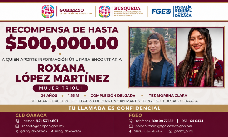 Ofrecen 500 mil pesos para localizar a ingeniera triqui en Oaxaca